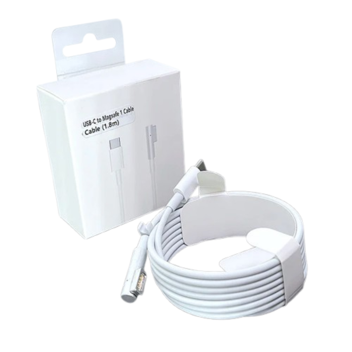 9eight5 MagFit 1L L-shaped magnetic USB-C cable for Mac, black accessories with flexible connector and magnetic tip.