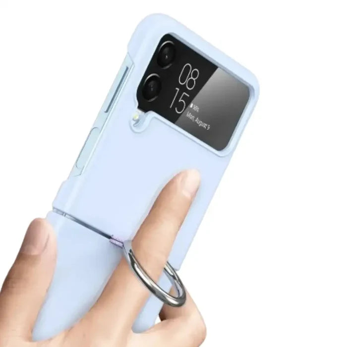 Matte cover for Galaxy Z Flip series by Habicare, 9eight5, featuring a sleek, non-glossy finish and precise cutouts for device protection.