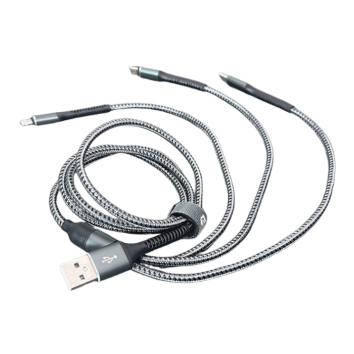 Maxguard 1.2m 3-in-1 cable by 9eight5 showing multiple connector types for versatile device charging and data transfer