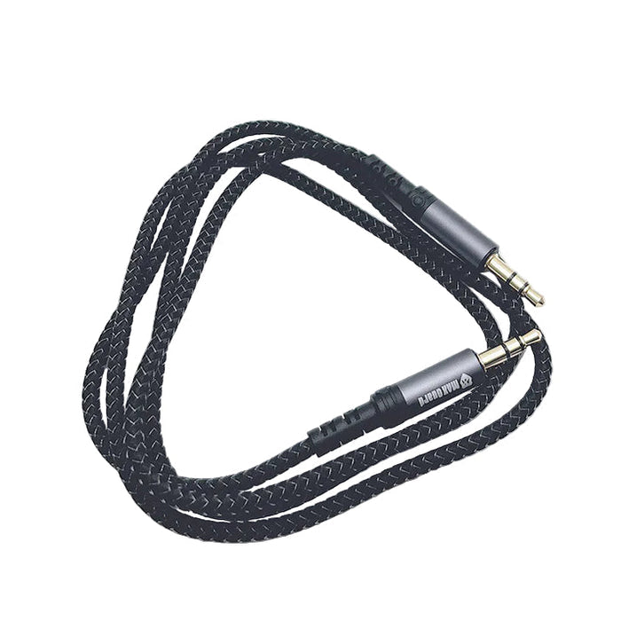9eight5 Maxguard 1.2m plug and play aux 3.5mm cable for electronics accessories, showing the black audio cable with connectors