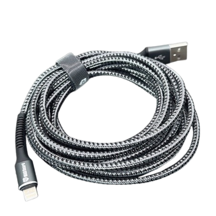 Maxguard 3m USB-A to Lightning cable by 9eight5, showing the durable USB and Lightning connectors on a white background.