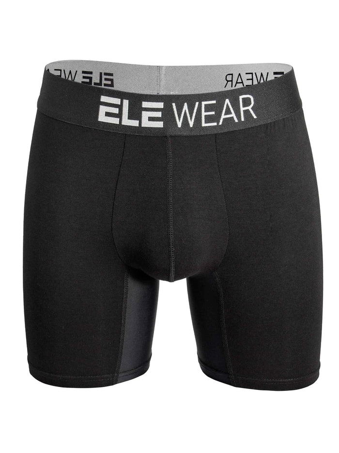 Men's bamboo boxer briefs from ShopHub NZ, moisture-wicking long sports underwear, visible in a close-up image of the product fabric and fit.