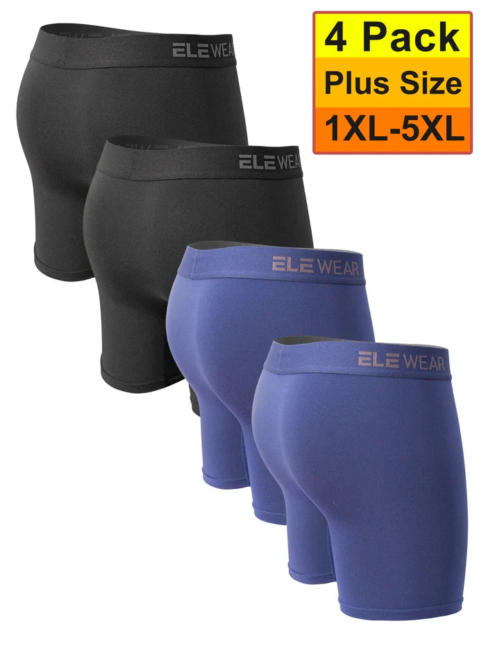 Four men's breathable boxer shorts in a pack, featuring comfortable fabric and classic design, from ShopHub NZ.