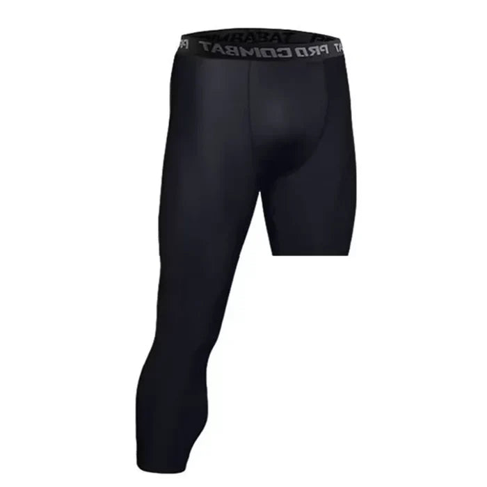 Men’s Habicare compression pants and active shorts in various colors and sizes, shown in a dynamic athletic pose.