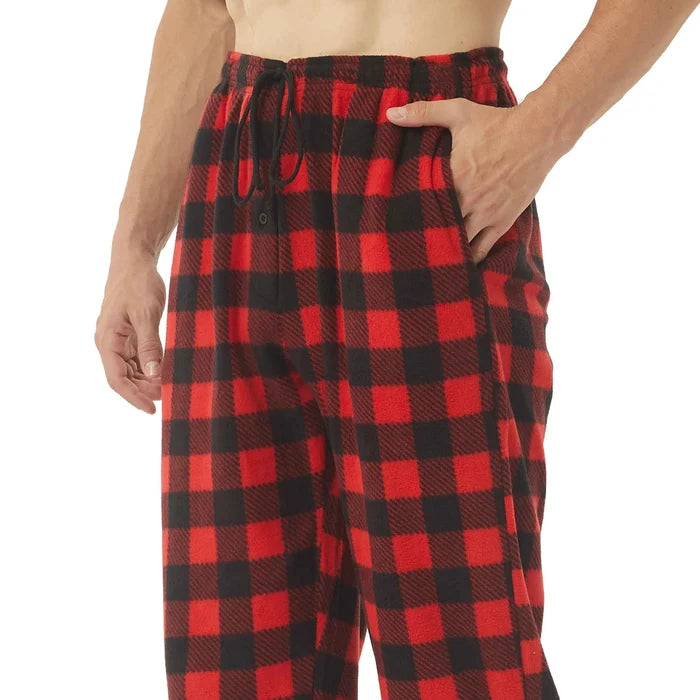Men's fleece pajama pants by ShopHub NZ featuring soft, warm fabric, stylish design, and convenient pockets for comfortable sleepwear.