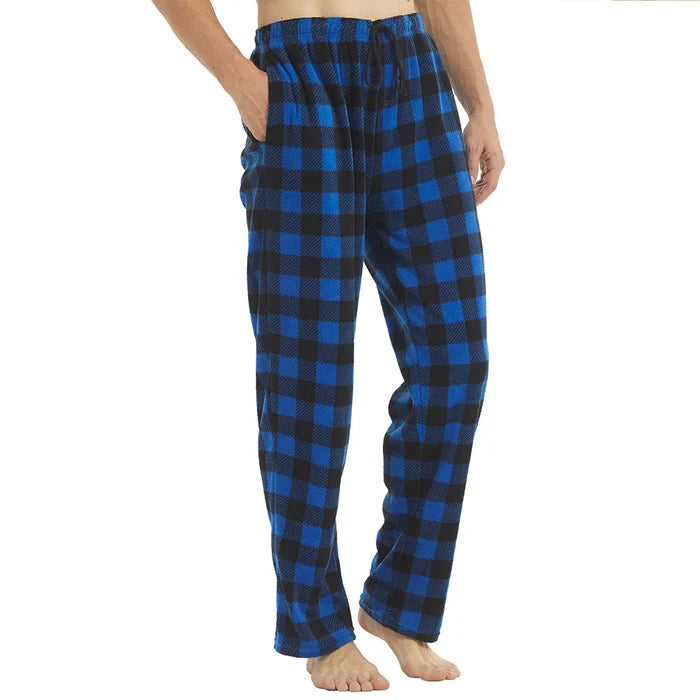 Men's fleece pajama pants by ShopHub NZ featuring soft, warm fabric, stylish design, and pockets for comfortable sleepwear.