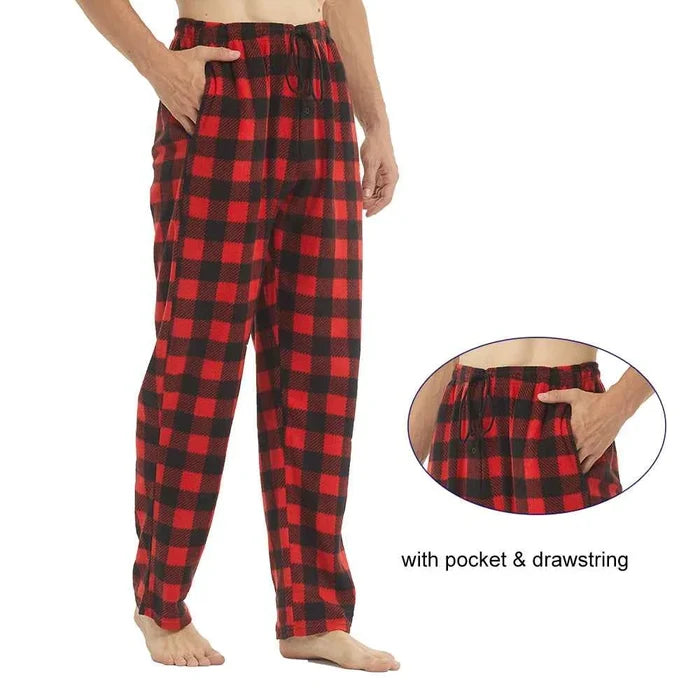 Men's fleece pajama pants in soft, cozy fabric from ShopHub NZ, ideal for comfortable, relaxed nights.