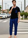 Men's plaid pajama set from ShopHub NZ featuring a comfortable, relaxed fit for cozy lounge wear and ultimate relaxation.