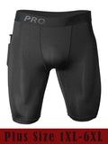 Men's sports running boxer shorts with side pockets, plus size 1XL-6XL, in black with comfortable elastic waistband.