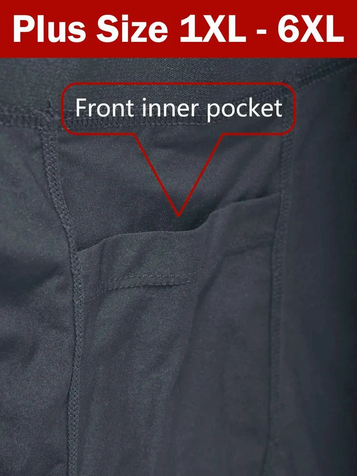 Men's sports running boxer shorts with side pockets, plus size 1XL to 6XL, comfortable men's underwear from ShopHub NZ.