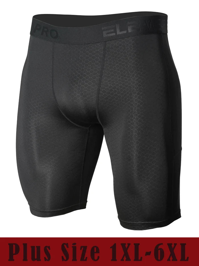 Men's sports running boxer shorts with side pockets in plus size 1XL-6XL, made by ShopHub NZ, shown in black with breathable fabric.
