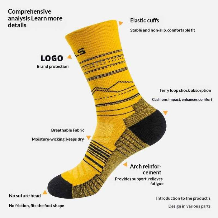 Men's and women's tall wool socks by Mead's Supply & Equipment Outfitters, featuring cozy knit fabric and extended length for warmth.