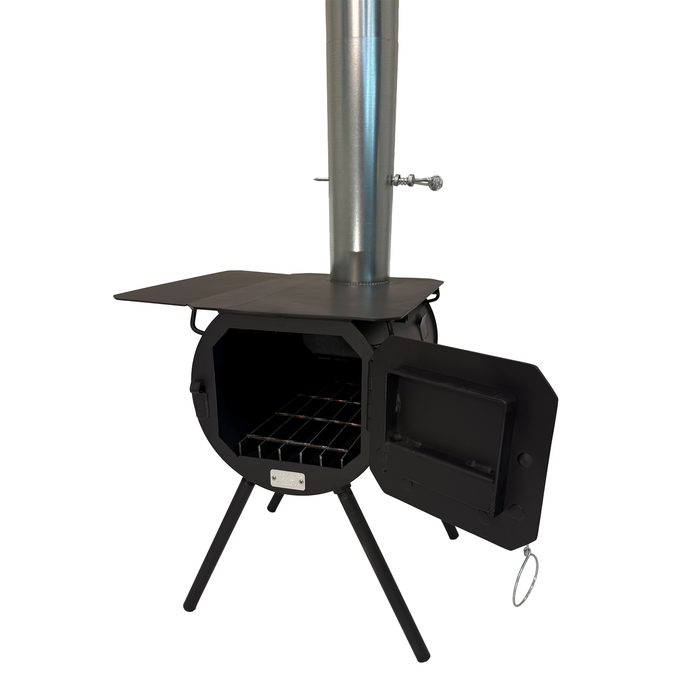 mesa clearance stove with door open