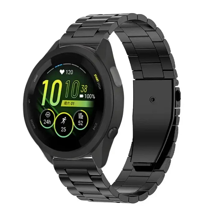 Habicare metal watch band for Garmin Forerunner, Venu, Vivomove series, available in 18mm, 20mm, 22mm sizes, in four colors.