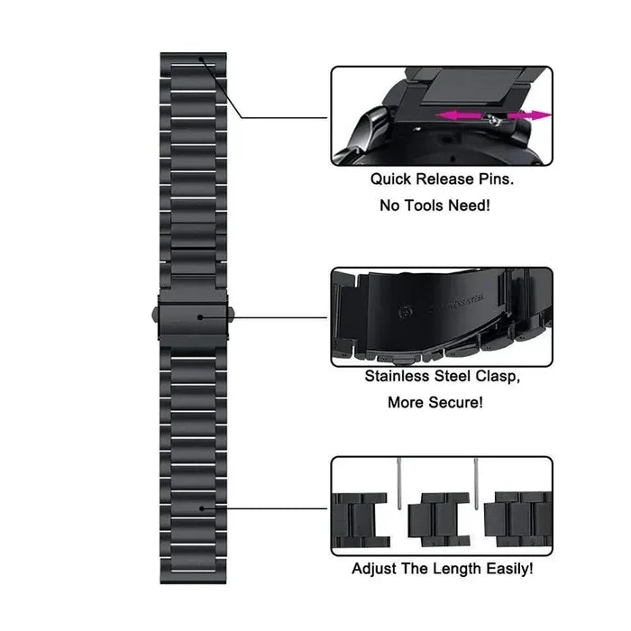 Habicare metal watch band for Garmin Forerunner, Venu, Vivomove series in four colors, 18mm, 20mm, 22mm TWS strap.