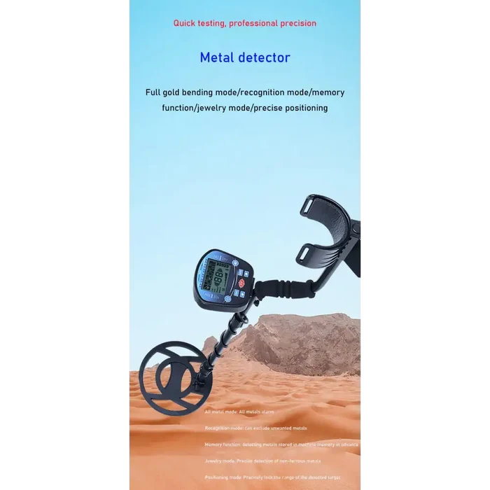 Handheld Habicare S27 metal detector for underground gold and treasure hunting with HBC technology, shown in use.
