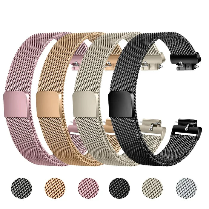 Habicare metal strap for Fitbit Inspire, ACE 2/3 series, in multiple colors, designed for a secure fit and stylish look.