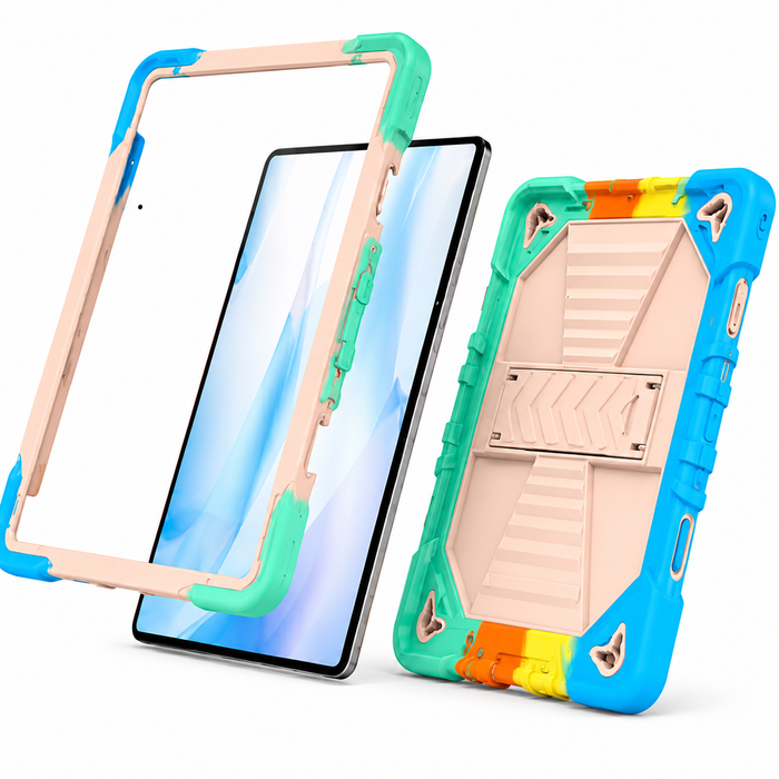 TechPlus rainbow rugged shockproof case with kickstand for Microsoft Surface Go 1 10.5-inch tablet computer accessory in vibrant colors.