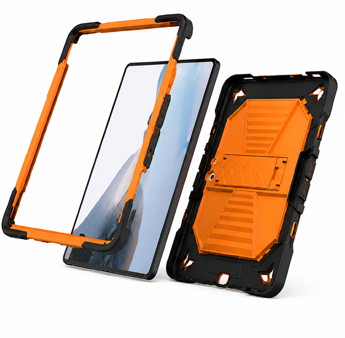 Techplus rugged shockproof case with kickstand for Microsoft Surface Go 2 tablet, orange color, corner protection, durable design