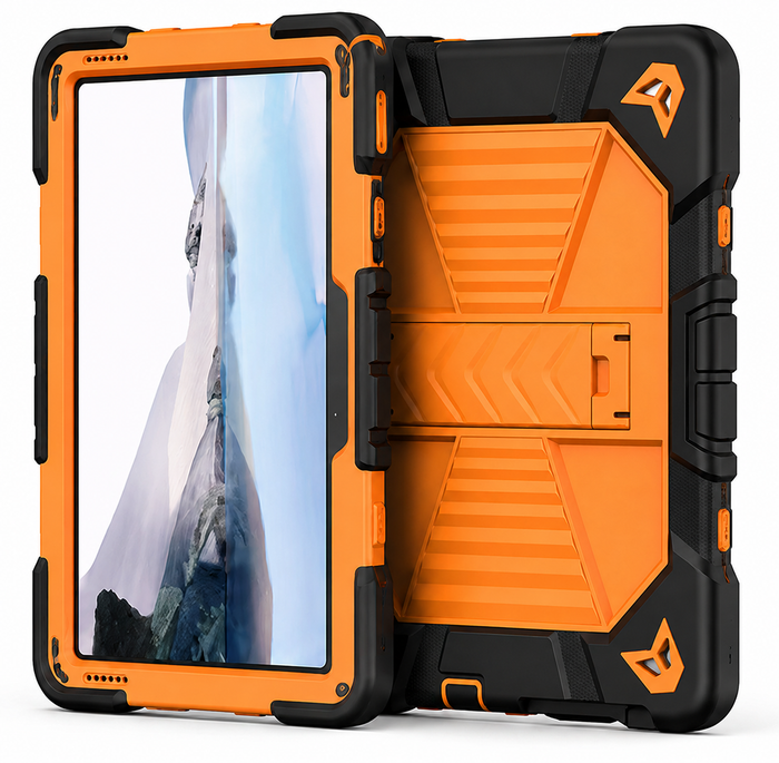 Techplus rugged shockproof case with kickstand for Microsoft Surface Go 4 tablet, orange protective cover with sturdy design.