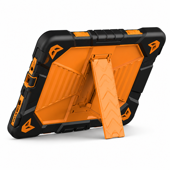 Techplus Microsoft Surface Go 4 rugged shockproof case with orange color and kickstand, designed for 10.5-inch tablet protection.