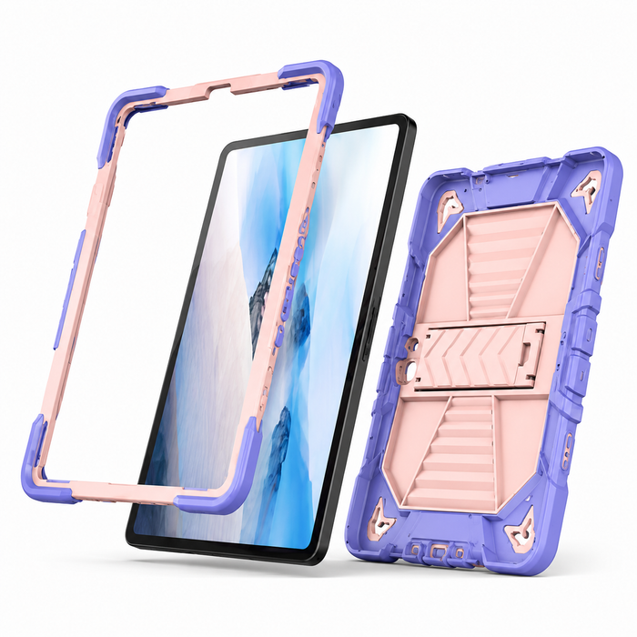 Pink TechPlus rugged shockproof case with kickstand for Microsoft Surface Go 4 tablet, featuring precise cutouts and durable protection.