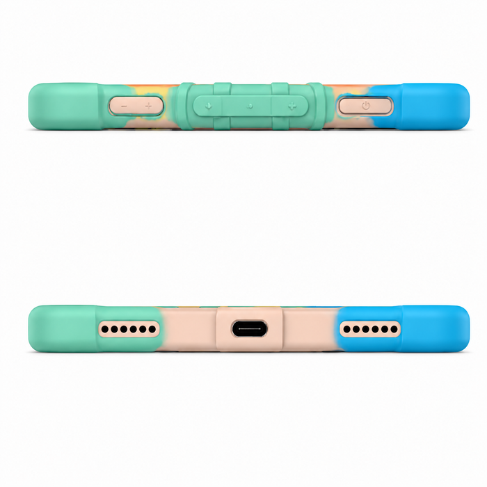 Techplus rainbow shockproof case for Microsoft Surface Go 4 with precise cutouts and kickstand, designed for tablet protection.