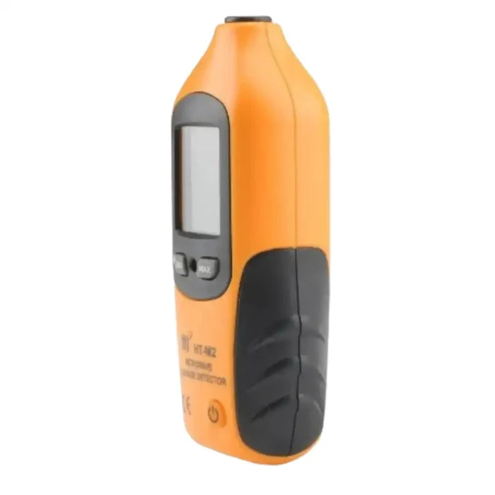 Habicare HBC microwave radiation leakage detector HT-M2 showing digital display and sensor for detecting microwave leaks.