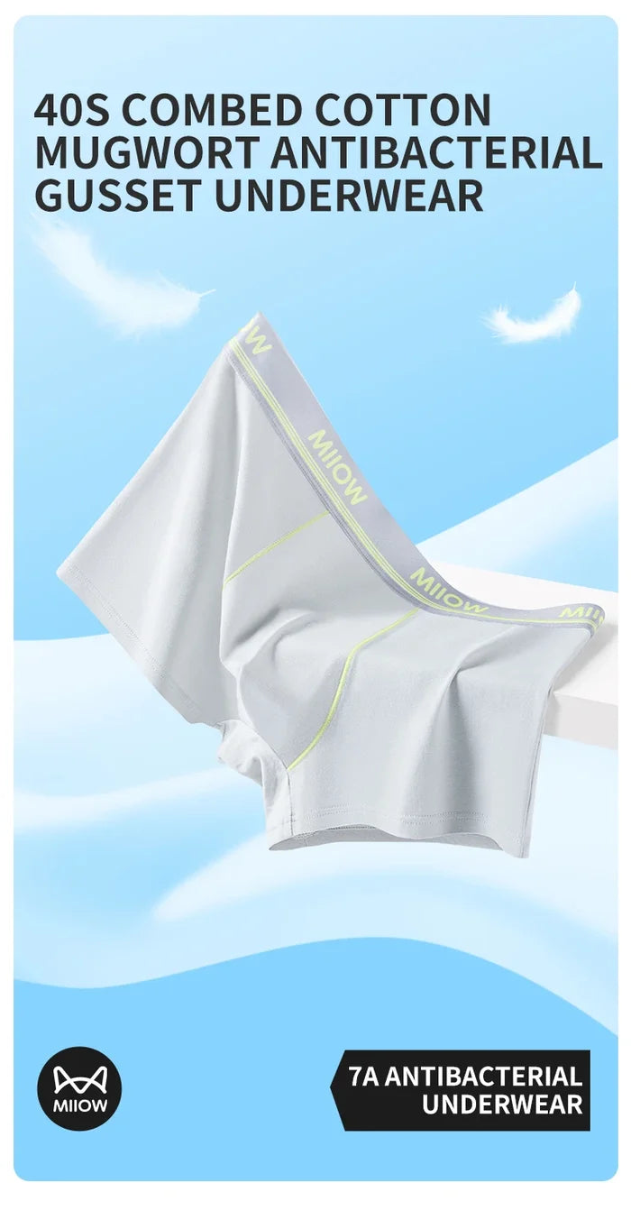 Men's MiiOW combed cotton boxers by ShopHub NZ, antibacterial breathable underwear with soft, comfortable fit in classic boxer shorts style.