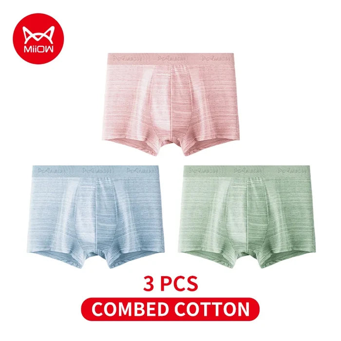 MiiOW men's antibacterial boxer shorts in breathable fabric, featuring a comfortable fit and fresh design.