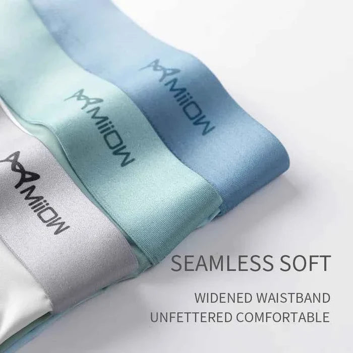 Breathable men's boxer shorts by MiiOW, featuring comfortable fabric and a relaxed fit, shown in a close-up image.