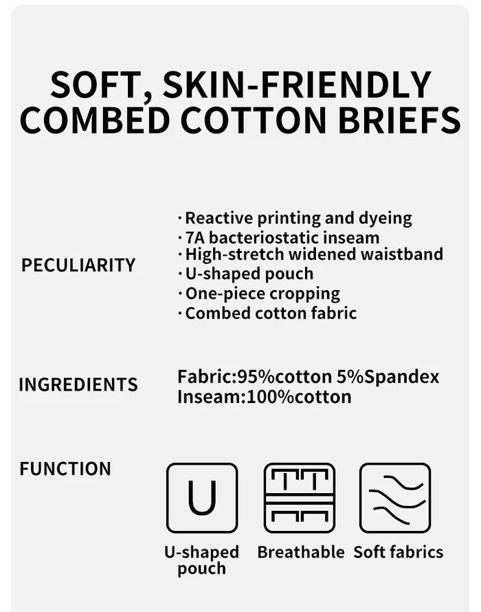 Breathable cotton men's boxer briefs by ShopHub NZ, antibacterial combed cotton underwear for comfort and fresh wear.