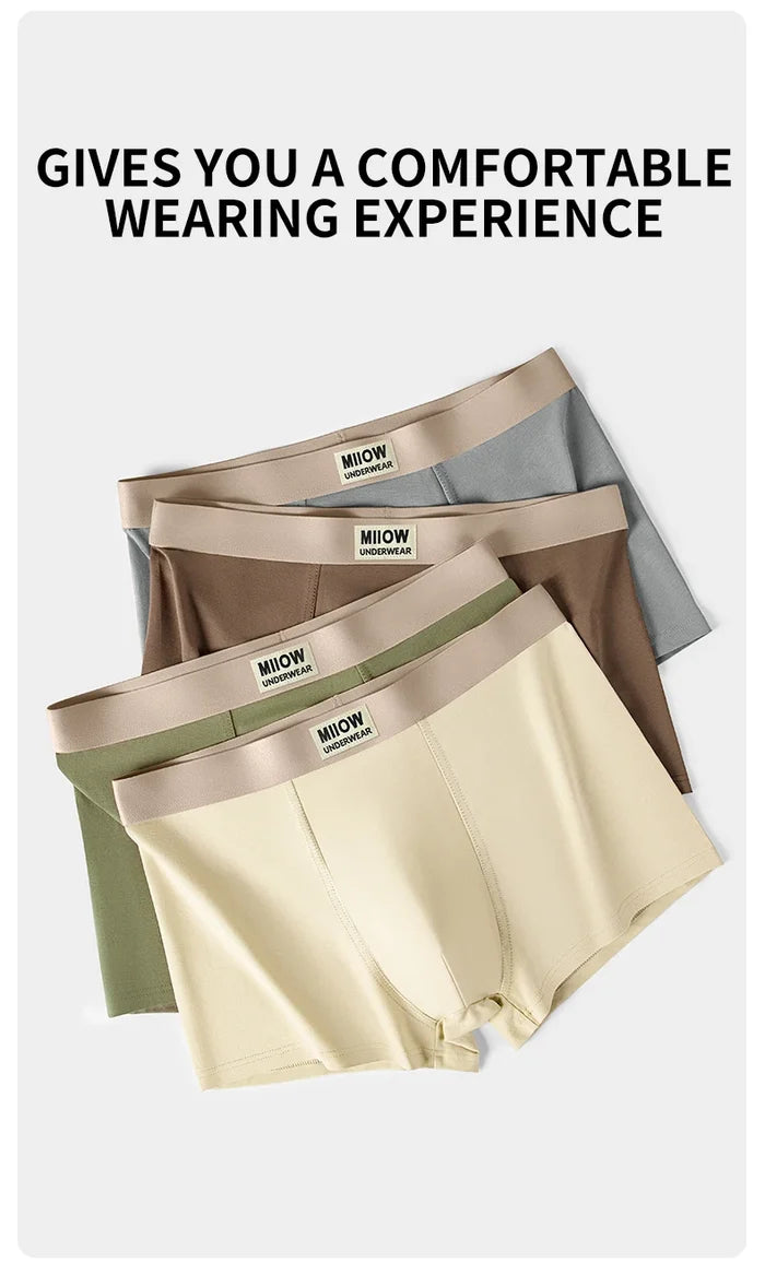 Six pairs of breathable cotton men's boxer briefs with antibacterial properties, featuring comfortable combed cotton fabric.