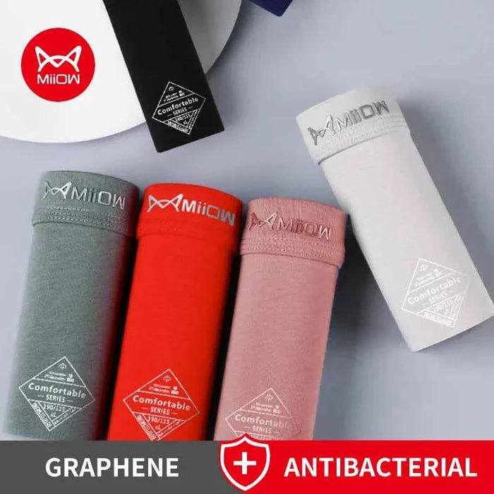 Men's antibacterial Boxer Briefs by MiiOW, 3-pack, made of cotton with graphene technology, designed for comfort and hygiene.