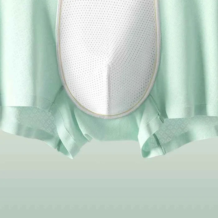 Light blue MiiOW ice silk men's boxer shorts with a comfortable waistband and smooth fabric, designed for cooling and ease of movement.