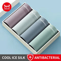 Set of four men's breathable ice silk boxer shorts from MiiOW, featuring lightweight, comfortable underwear for everyday wear.