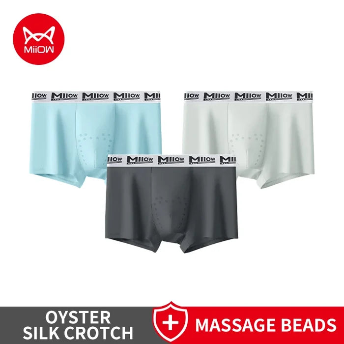 Men's breathable ice silk boxer shorts with antibacterial fabric and 101 massage beads, stylish and comfortable underwear from ShopHub NZ.