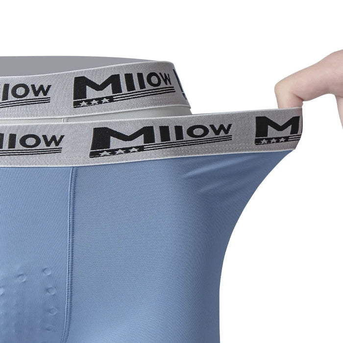 Men's breathable ice silk boxer shorts with antibacterial fabric, 10A massage beads, three-pack, designed for comfort and freshness.