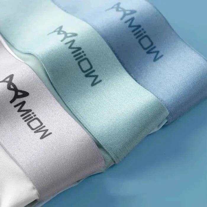 Set of three MiiOW Ice Silk men's boxer shorts featuring breathable, lightweight ice silk fabric for all-day comfort.