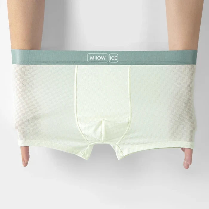Men's antibacterial boxer shorts by ShopHub NZ, 3-pack ice silk underwear with breathable mesh crotch for comfort and breathability.
