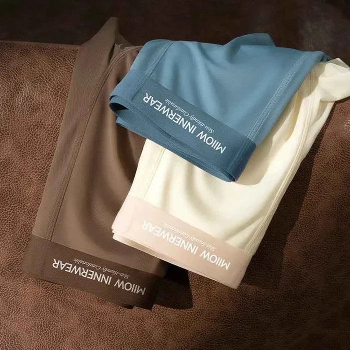 Men's boxer shorts by MiiOW, silky smooth ice silk fabric, three-pack, breathable and comfortable men's underwear shown in image.