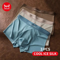 Men's boxer shorts by MiiOW, silky smooth ice silk fabric, three-pack, comfortable and breathable men's underwear shown in the image.