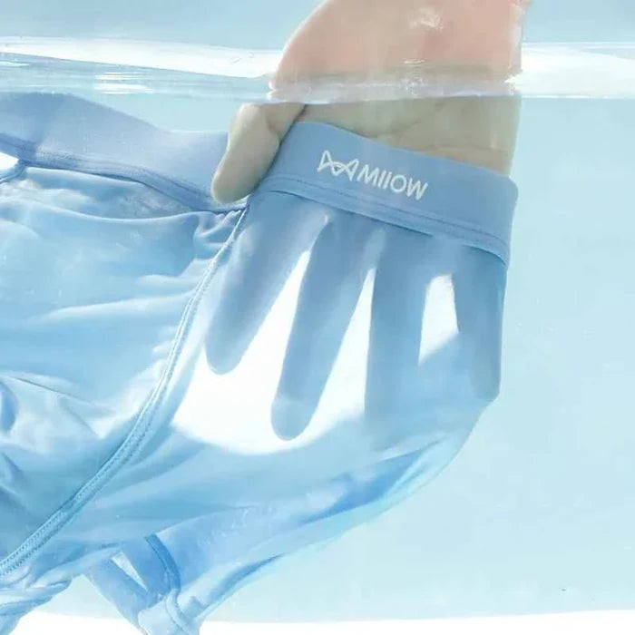 Men's antibacterial boxer briefs from MiiOW, made with thin ice silk graphene fabric, featuring a comfortable fit and modern design.