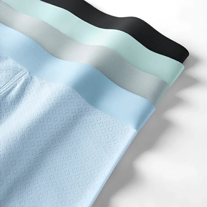 MiiOW men's ice silk boxer briefs, antibacterial breathable underwear 3-pack, lightweight and comfortable men's underwear set.