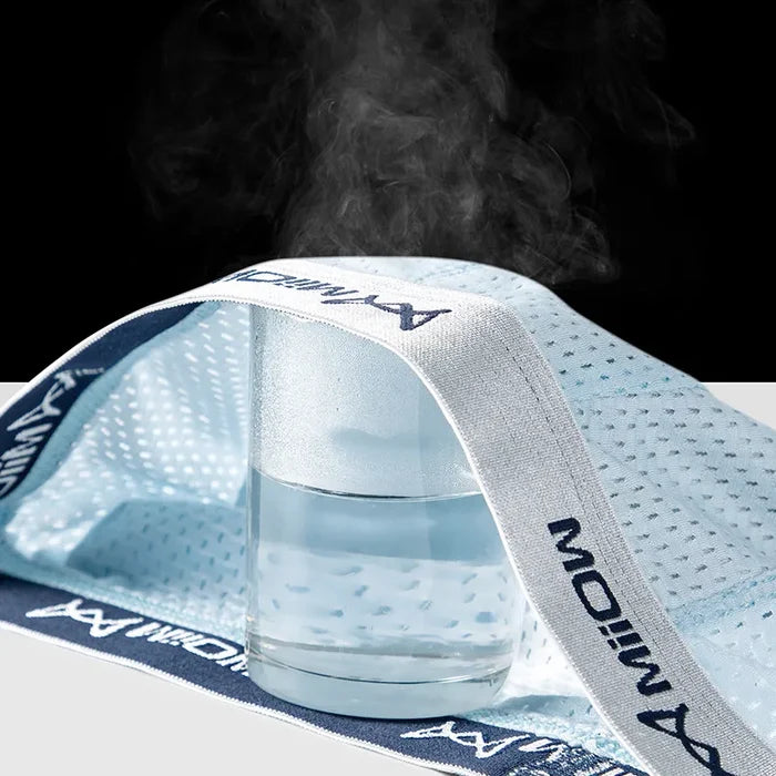 Men's MiiOW Ice Silk Boxer Shorts, 3-pack, breathable mesh antibacterial men's underwear with comfortable fit and stylish design.
