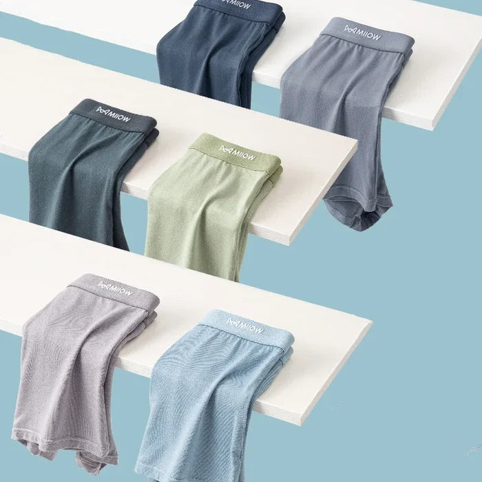 Three pairs of MiiOW antibacterial modal men's boxer briefs by ShopHub NZ, breathable and comfortable underwear for men.
