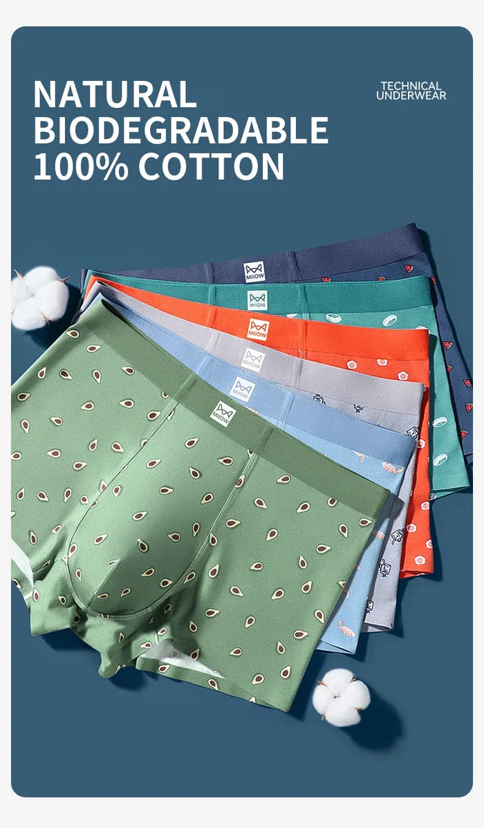 Set of three men's boxer briefs from MiiOW with antibacterial fabric and funny printed designs, featuring comfortable briefs style.