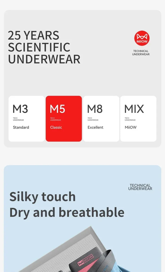 Men's boxer shorts from MiiOW, 3-pack cotton antibacterial breathable boxer briefs with silky comfort for everyday wear