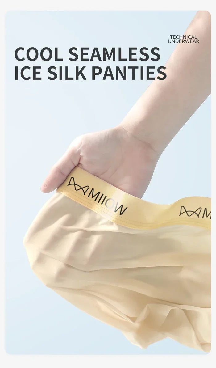 Set of three MiiOW Silky Ice Silk men's boxer shorts featuring smooth, lightweight fabric and comfortable fit.