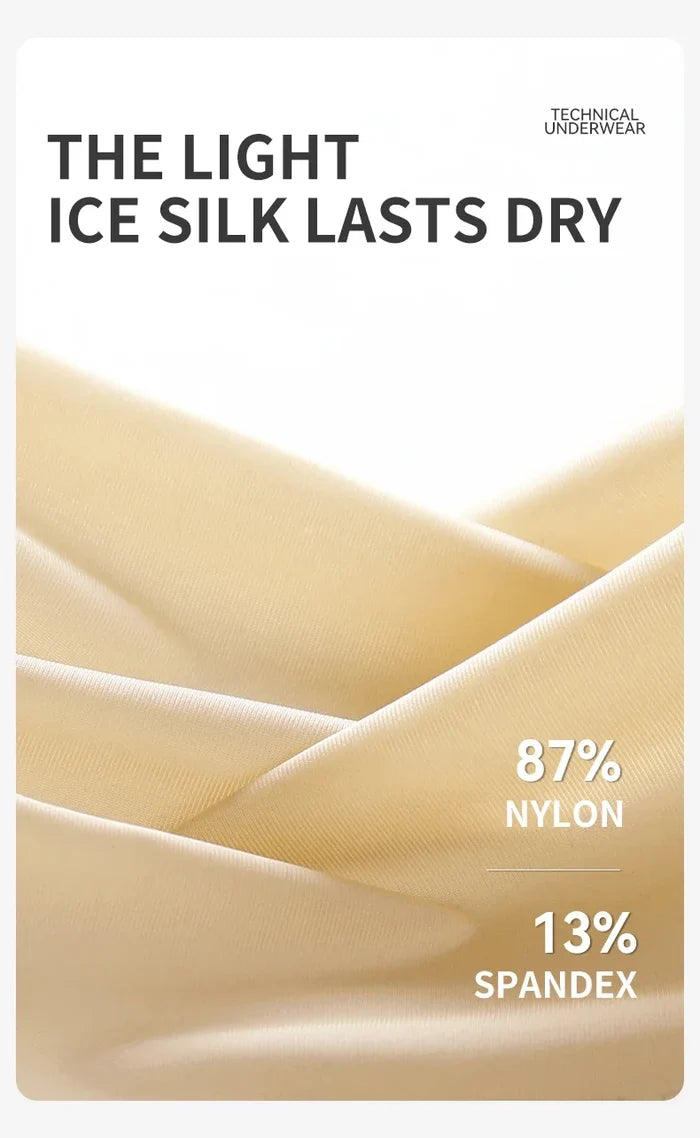 Set of three MiiOW Silky Ice Silk men's boxer shorts with a smooth, lightweight fabric, designed for comfort and breathability.